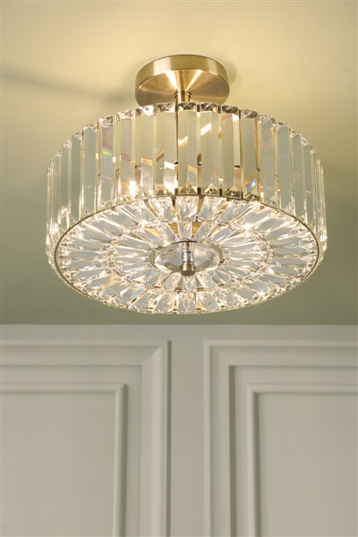 (image for) Laura Ashley Fernhurst 3 Light Semi-Flush Crystal and Antique Brass